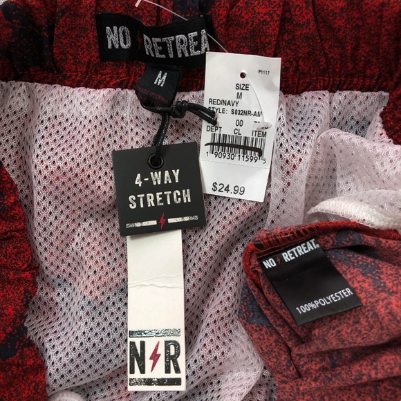 8" No Retreat Red Navy Star Print Swim Trunk S M - Picture 6 of 7